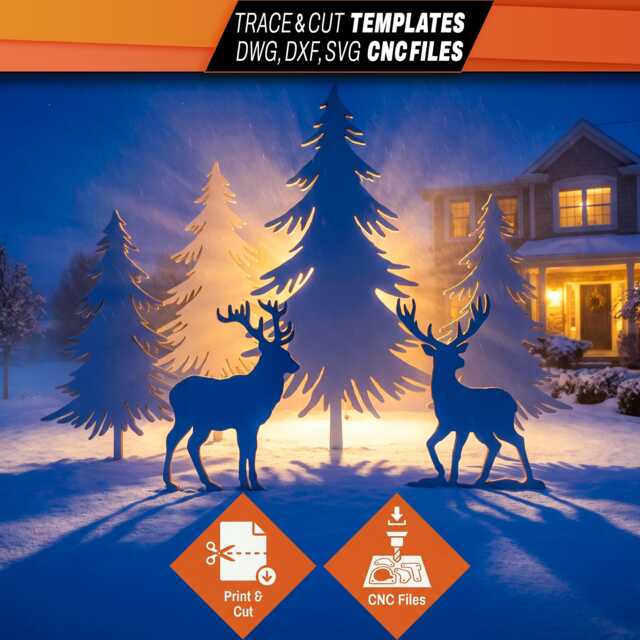 Diy Outdoor Christmas Decorations - Make A Reindeer & Tree Holiday Yard Art With Trace Cut Printable Templates Cnc Files - image 1