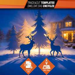 Diy Outdoor Christmas Decorations - Make A Reindeer & Tree Holiday Yard Art With Trace Cut Printable Templates Cnc Files