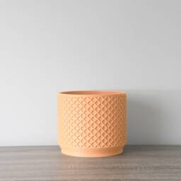 "Carolina Planter With Drainage & Saucer in Orange Sherbet, Lattice 3D-Printed Plant Pot, Small To Large Sizes 4"" 5"" 6"" 7"" 8" - thumbnail 4