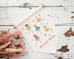Personalised Ballerina Girls Room Decor Linen Wall Hanging - thumbnail 1