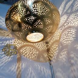 Handmade Moroccan Brass Pendant Light Intricate Vine Design - thumbnail 3