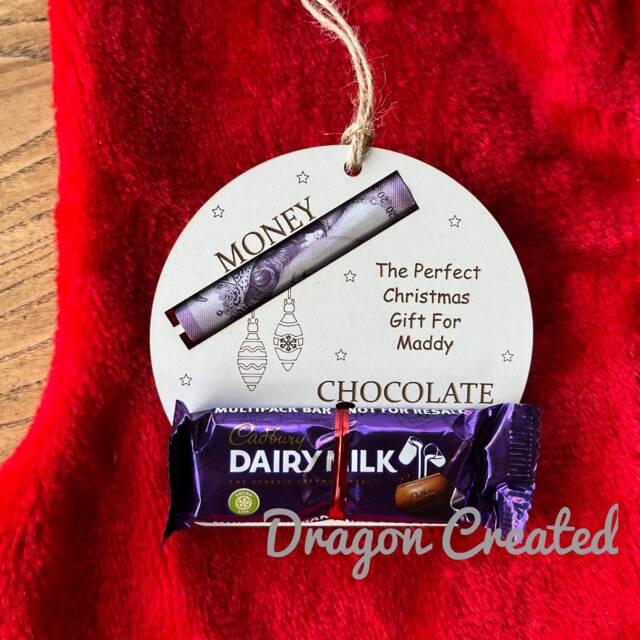 Personalised Christmas Money & Chocolate Holder Engraved Wooden Ornament, Cash Envelope - image 1