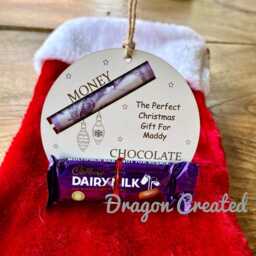 Personalised Christmas Money & Chocolate Holder Engraved Wooden Ornament, Cash Envelope - thumbnail 2