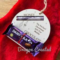 Personalised Christmas Money & Chocolate Holder Engraved Wooden Ornament, Cash Envelope - thumbnail 3
