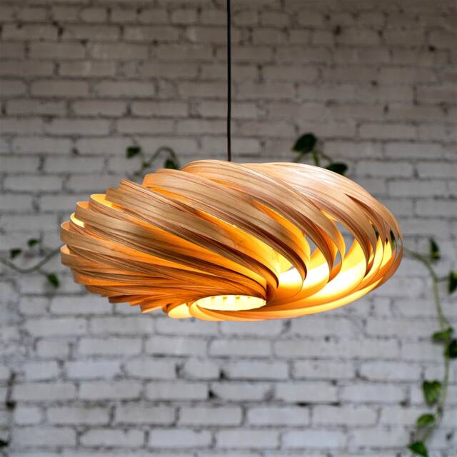 Designer Hanging Lamp Made Of Olive Ash Wood. Handmade Wooden From Cologne Studio - image 1