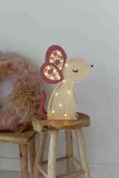 Handmade Mouse Lamp For Kids - Personalized Wooden Night Light Room, Woodland Nursery Decor Baby Shower Gift Eco-Friendly - thumbnail 1