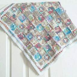 Shabby Chic Crochet Baby Blanket Multicolour Granny Squares