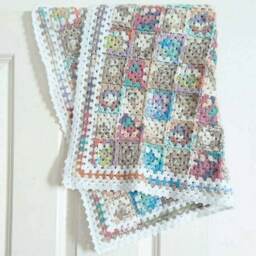 Shabby Chic Crochet Baby Blanket Multicolour Granny Squares - thumbnail 3