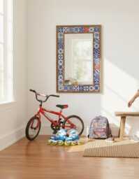Mosaic Handmade Decorative Wall Hanging, Ceramic Tile Mirror, Home Decor, Wooden Frame, Christmas Gift - thumbnail 1