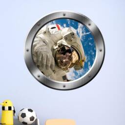Vwaq Space Wall Stickers - Outer Porthole Astronaut Decals For Walls - Ps16 - thumbnail 1