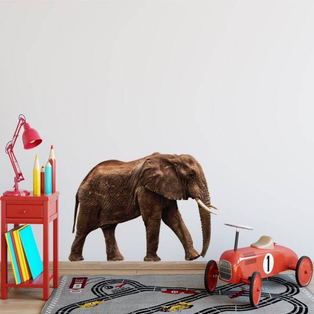 Elephant Peel & Stick African Decor Wall Decal - Reusable Fabric Material Vwaq Pas13