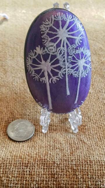 Military Child Gift Dandelion Purple Painted Rock Keepsake - image 1