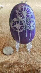 Military Child Gift Dandelion Purple Painted Rock Keepsake - thumbnail 1