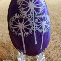Military Child Gift Dandelion Purple Painted Rock Keepsake - thumbnail 2
