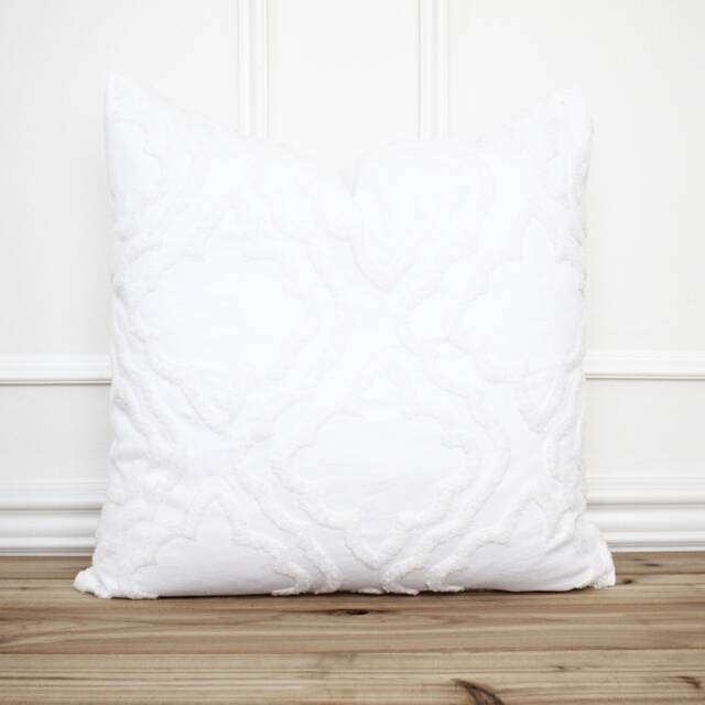Chenille Trellis Pillow Cover White Textured Throw Decorative Neutral Covers Farmhouse Accent - image 1
