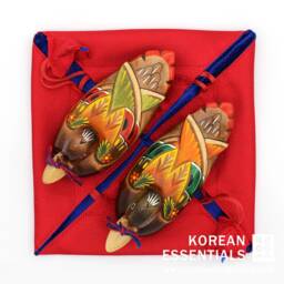 Hand-Carved, Woodcraft, Wedding Duck, Silk Giftwrap, Collectible, Asian Home Decor, Korean Artisan, Thanksgiving, Wedding, Anniversary Gift - thumbnail 2