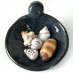 Ceramic Goddess Art Bowl. Blue Catchall Round Soap Dish - thumbnail 1