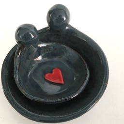 Ceramic Goddess Art Bowl. Blue Catchall Round Soap Dish - thumbnail 4