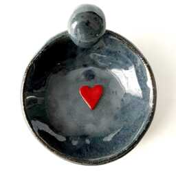 Ceramic Goddess Art Bowl. Blue Catchall Round Soap Dish - thumbnail 2