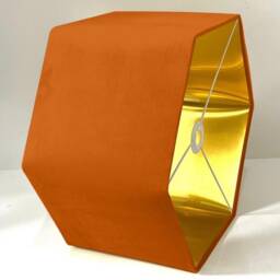 New Luxury Premium Quality Pumpkin Orange Hexagon Velvet Lamp Shade Pendant Light With Metallic Lining - thumbnail 2