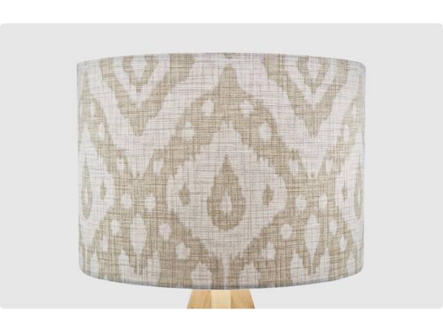 Ikat Modern Beige Lampshade, Table Floor Lamp/Ceiling Pendant, Small Medium Large 15cm 20cm 25cm 30cm 35cm 40cm UK Fabric Drum Light Shade - image 1