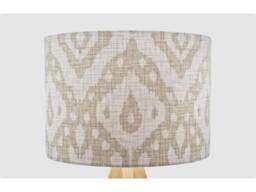 Ikat Modern Beige Lampshade, Table Floor Lamp/Ceiling Pendant, Small Medium Large 15cm 20cm 25cm 30cm 35cm 40cm UK Fabric Drum Light Shade - thumbnail 1