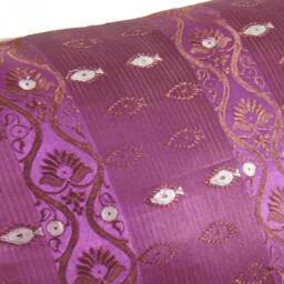 Magenta Sari Lumbar Pillow Cover Gold Embellished Silk Throw - thumbnail 2