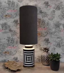 Extra Tall Drum Lampshade in Charcoal Grey Linen, 50cm Height - thumbnail 1