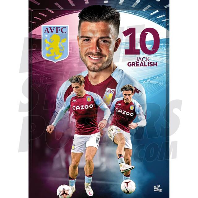 Aston Villa Fc Jack Grealish 20/21 Action Poster - Officially Licensed Product A2