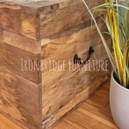 Large Mango Wood Trunk - 85cm Wide. Ideal For Storage Or Coffee Table - thumbnail 3