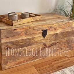 Large Mango Wood Trunk - 85cm Wide. Ideal For Storage Or Coffee Table - thumbnail 2