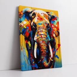 Colorful Elephant Animal Abstract Oil Painting Splatter Style Wall Art, Framed Canvas Poster Print, Home Kitchen Office Room Decor, Gifts - thumbnail 2