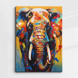 Colorful Elephant Animal Abstract Oil Painting Splatter Style Wall Art, Framed Canvas Poster Print, Home Kitchen Office Room Decor, Gifts - thumbnail 3