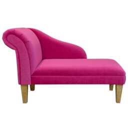 Easyclean Fuchsia Velvet Chaise Longue - Aquavelvet Pink Accent Sofa Chair Handmade in Britain - thumbnail 3