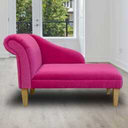 Easyclean Fuchsia Velvet Chaise Longue - Aquavelvet Pink Accent Sofa Chair Handmade in Britain - thumbnail 1
