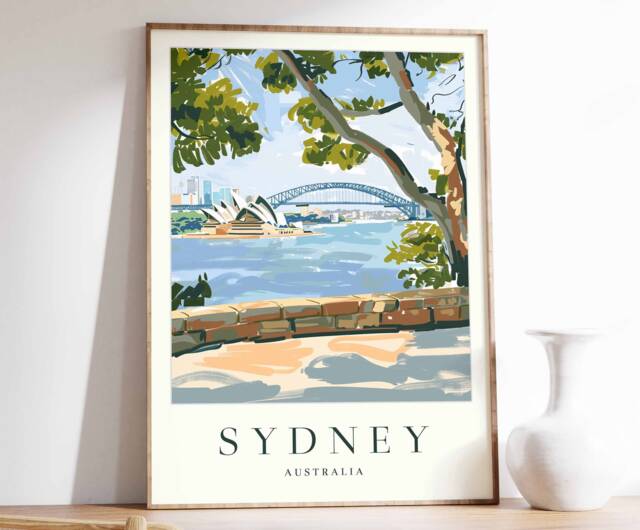 Sydney Travel Poster Opera House & Harbour Bridge Art Print - image 1
