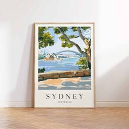 Sydney Travel Poster Opera House & Harbour Bridge Art Print - thumbnail 3