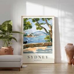 Sydney Travel Poster Opera House & Harbour Bridge Art Print - thumbnail 2