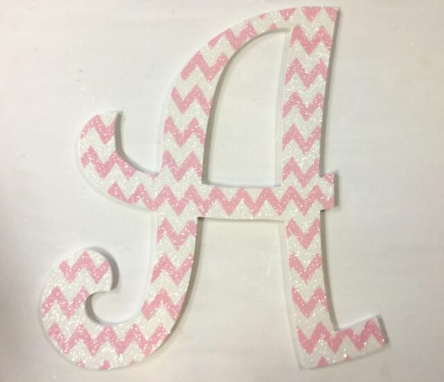 Wood Letters Glittered 24 Inch Wall Decor Wooden Name Sign Monogram Initials Hanging Room Large - image 1