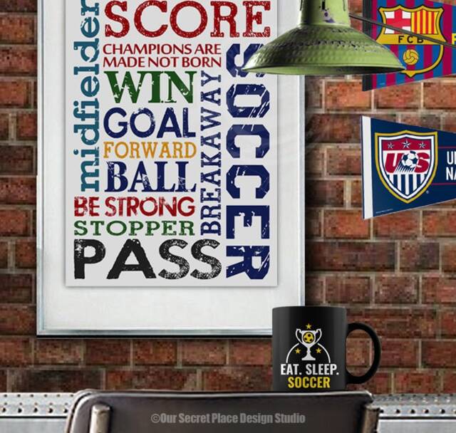 Print Soccer Wall Decor Art Sports For Boys Room Decor Boys Print Sign - image 1