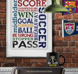 Print Soccer Wall Decor Art Sports For Boys Room Decor Boys Print Sign - thumbnail 1