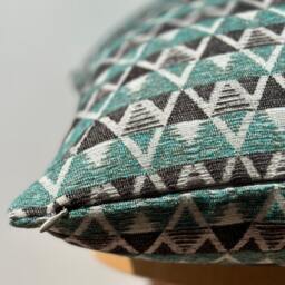 Mint Green Geometric Pillow Cover, Textured Linen Blend - thumbnail 2