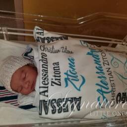 Personalized Baby Blanket, Hat, Name Swaddle Receiving Shower Gift, Birth Announcement Hat - thumbnail 2