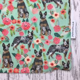 Australian Cattle Dog Print Cushion Cover in Mint Green Floral Design - Home Decor, Pillow Cover, Home & Living, Decorative Pillow, 38x38cm - thumbnail 3