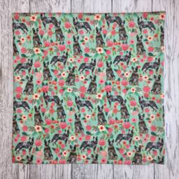 Australian Cattle Dog Print Cushion Cover in Mint Green Floral Design - Home Decor, Pillow Cover, Home & Living, Decorative Pillow, 38x38cm - thumbnail 2