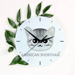 A Clock With A American Shorthair Cat. New Collection The Cute Art-Dog Cat