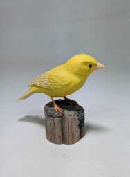 Yellow Canary Hand Carved Wooden Bird