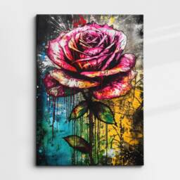 Rose Flower Graffiti Luxury Abstract Oil Painting Wall Art Framed Canvas Poster Print Home Kitchen Office Bedroom Decor Gift Idea - thumbnail 3