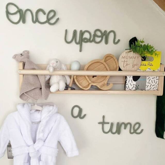 Once Upon A Time Knitted Words Nursery Wall Reading Sign Wool Wire Personalised Decor Flatlay Prop - image 1