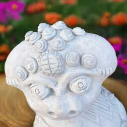Stone Foo Dog Statue Concrete Guardian Lion Sculpture Chinese Temple Decoration Feng Shui Protector Ornament Cement Figurine Gift - thumbnail 2
